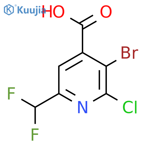 3-Bromo-2-chloro-6-(difluoromethyl)pyridine-4-carboxylic acid structure