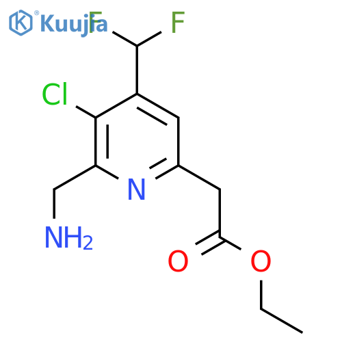 Ethyl 2-(aminomethyl)-3-chloro-4-(difluoromethyl)pyridine-6-acetate structure