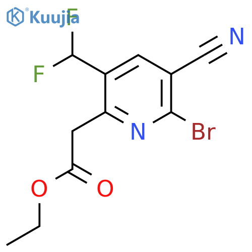 Ethyl 2-bromo-3-cyano-5-(difluoromethyl)pyridine-6-acetate structure