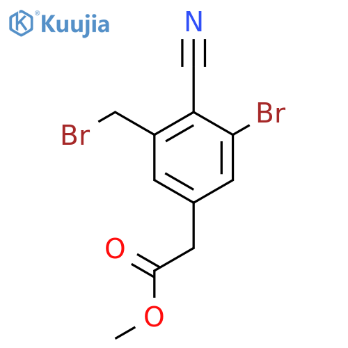 Methyl 3-bromo-5-bromomethyl-4-cyanophenylacetate structure