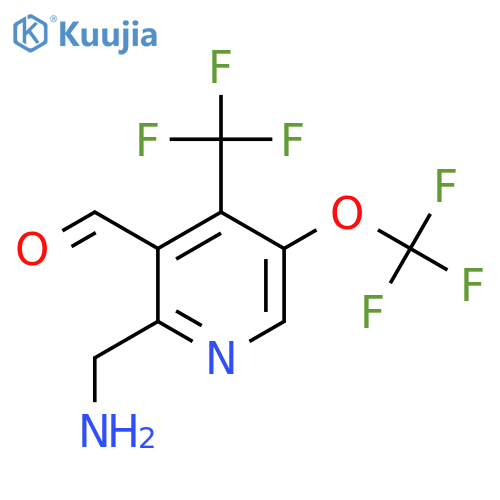 2-(Aminomethyl)-5-(trifluoromethoxy)-4-(trifluoromethyl)pyridine-3-carboxaldehyde structure