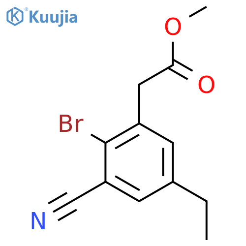 Methyl 2-bromo-3-cyano-5-ethylphenylacetate structure