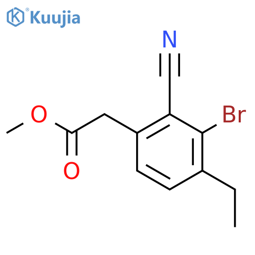 Methyl 3-bromo-2-cyano-4-ethylphenylacetate structure