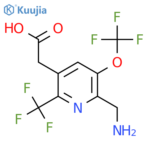 2-(Aminomethyl)-3-(trifluoromethoxy)-6-(trifluoromethyl)pyridine-5-acetic acid structure