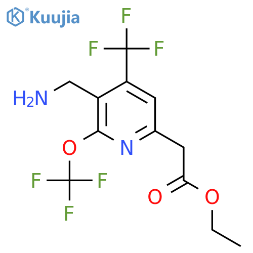 Ethyl 3-(aminomethyl)-2-(trifluoromethoxy)-4-(trifluoromethyl)pyridine-6-acetate structure