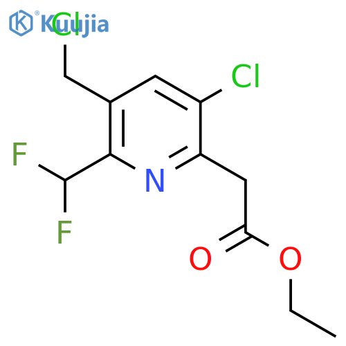 Ethyl 3-chloro-5-(chloromethyl)-6-(difluoromethyl)pyridine-2-acetate structure