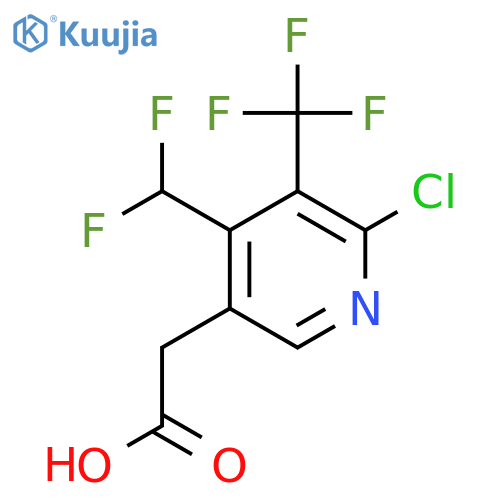 2-Chloro-4-(difluoromethyl)-3-(trifluoromethyl)pyridine-5-acetic acid structure