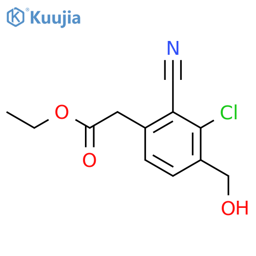 Ethyl 3-chloro-2-cyano-4-(hydroxymethyl)phenylacetate structure