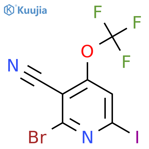 2-Bromo-3-cyano-6-iodo-4-(trifluoromethoxy)pyridine structure