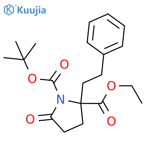 1,2-Pyrrolidinedicarboxylic acid, 5-oxo-2-(2-phenylethyl)-,1-(1,1-dimethylethyl) 2-ethyl ester structure