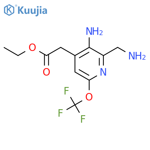 Ethyl 3-amino-2-(aminomethyl)-6-(trifluoromethoxy)pyridine-4-acetate structure