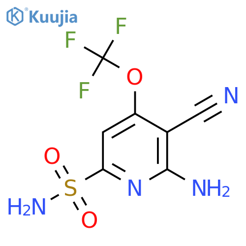 2-Amino-3-cyano-4-(trifluoromethoxy)pyridine-6-sulfonamide structure