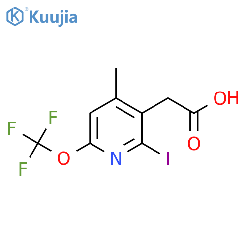 2-Iodo-4-methyl-6-(trifluoromethoxy)pyridine-3-acetic acid structure