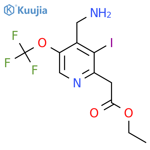 Ethyl 4-(aminomethyl)-3-iodo-5-(trifluoromethoxy)pyridine-2-acetate structure