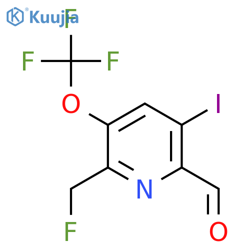 2-(Fluoromethyl)-5-iodo-3-(trifluoromethoxy)pyridine-6-carboxaldehyde structure