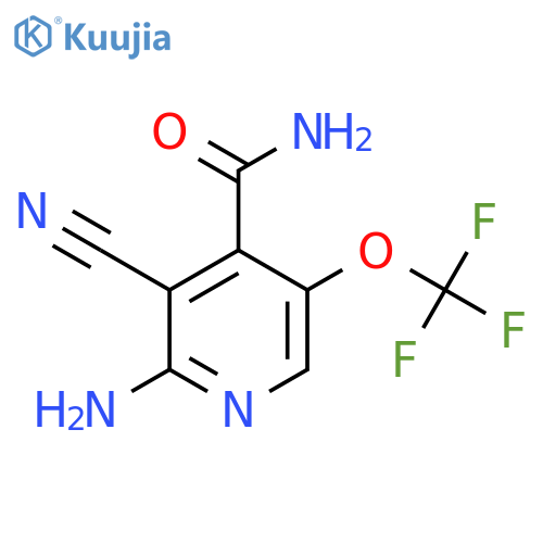2-Amino-3-cyano-5-(trifluoromethoxy)pyridine-4-carboxamide structure
