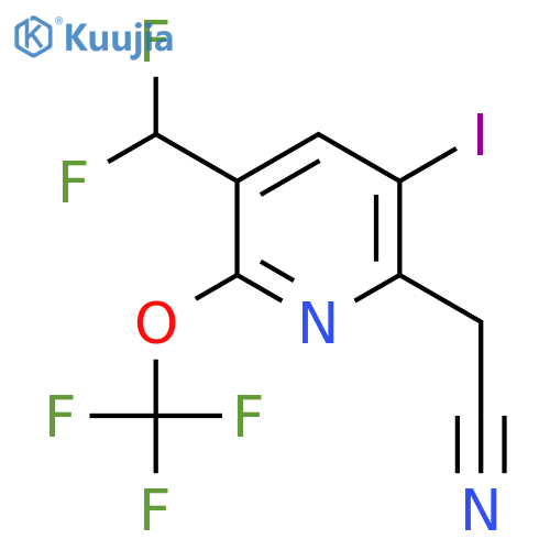 3-(Difluoromethyl)-5-iodo-2-(trifluoromethoxy)pyridine-6-acetonitrile structure