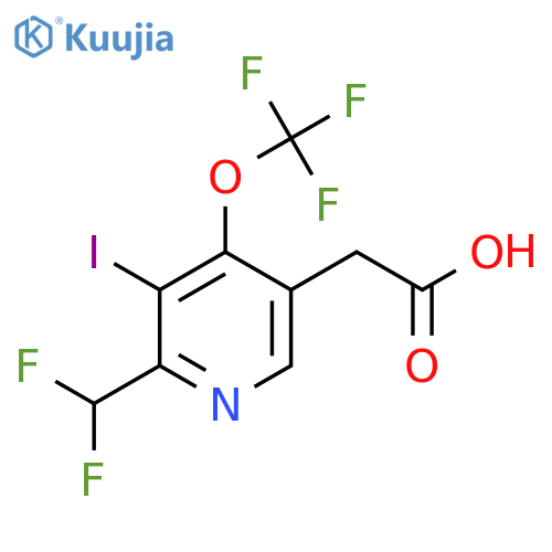 2-(Difluoromethyl)-3-iodo-4-(trifluoromethoxy)pyridine-5-acetic acid structure