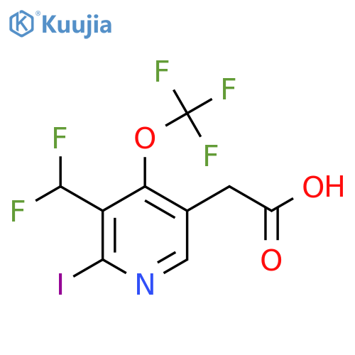 3-(Difluoromethyl)-2-iodo-4-(trifluoromethoxy)pyridine-5-acetic acid structure
