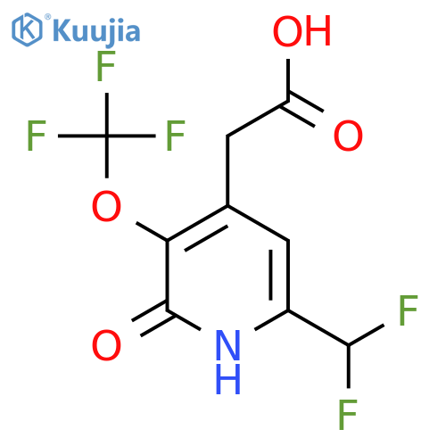 6-(Difluoromethyl)-2-hydroxy-3-(trifluoromethoxy)pyridine-4-acetic acid structure
