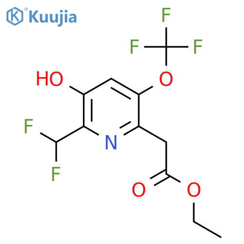 Ethyl 2-(difluoromethyl)-3-hydroxy-5-(trifluoromethoxy)pyridine-6-acetate structure