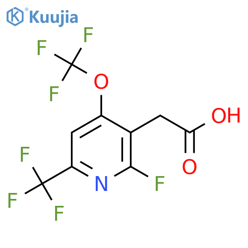 2-Fluoro-4-(trifluoromethoxy)-6-(trifluoromethyl)pyridine-3-acetic acid structure