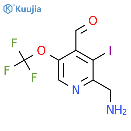 2-(Aminomethyl)-3-iodo-5-(trifluoromethoxy)pyridine-4-carboxaldehyde structure
