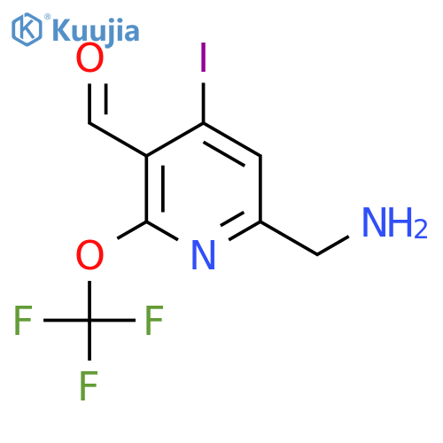 6-(Aminomethyl)-4-iodo-2-(trifluoromethoxy)pyridine-3-carboxaldehyde structure