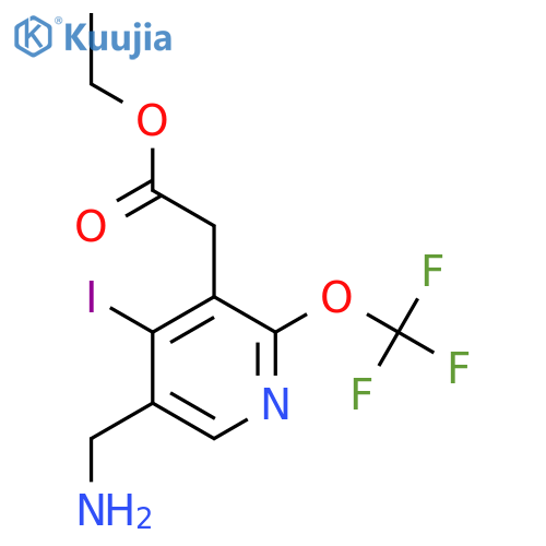 Ethyl 5-(aminomethyl)-4-iodo-2-(trifluoromethoxy)pyridine-3-acetate structure