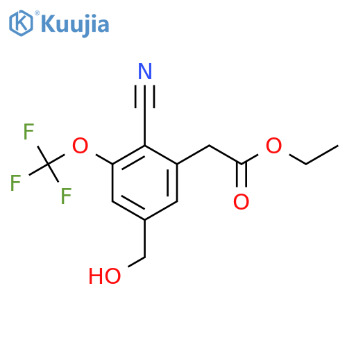 Ethyl 2-cyano-5-hydroxymethyl-3-(trifluoromethoxy)phenylacetate structure