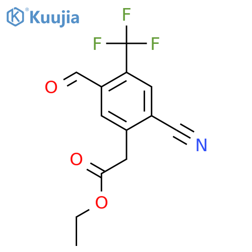Ethyl 2-cyano-5-formyl-4-(trifluoromethyl)phenylacetate structure