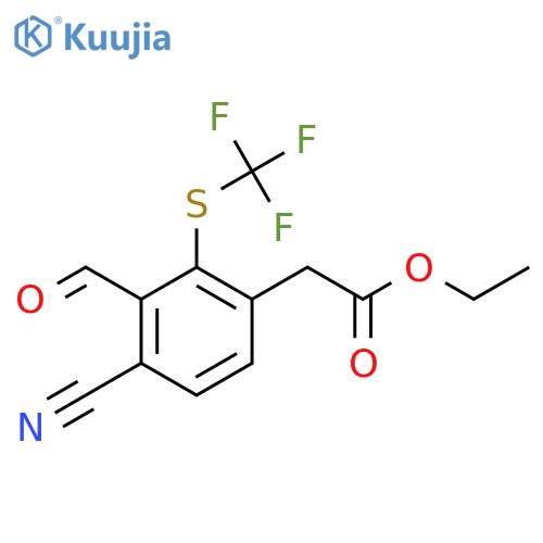 Ethyl 4-cyano-3-formyl-2-(trifluoromethylthio)phenylacetate structure
