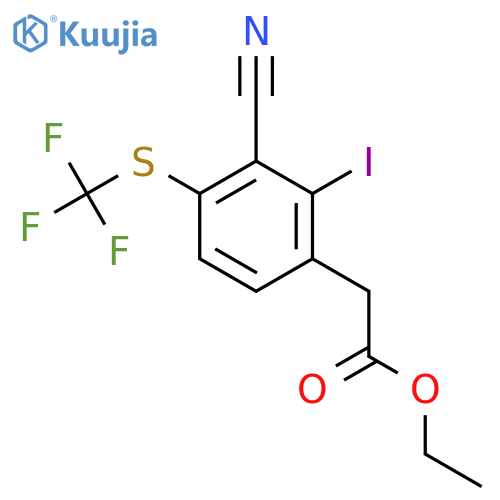 Ethyl 3-cyano-2-iodo-4-(trifluoromethylthio)phenylacetate structure