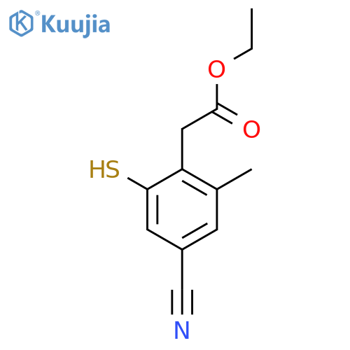 Ethyl 4-cyano-2-mercapto-6-methylphenylacetate structure