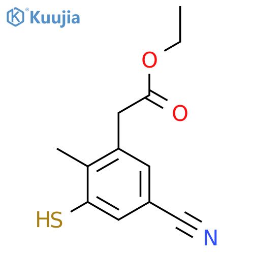 Ethyl 5-cyano-3-mercapto-2-methylphenylacetate structure