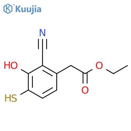 Ethyl 2-cyano-3-hydroxy-4-mercaptophenylacetate structure