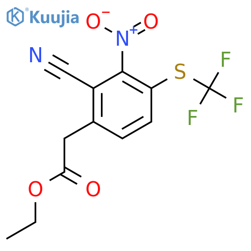 Ethyl 2-cyano-3-nitro-4-(trifluoromethylthio)phenylacetate structure