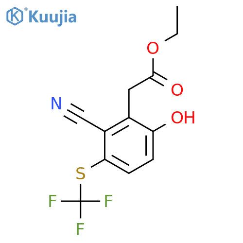 Ethyl 2-cyano-6-hydroxy-3-(trifluoromethylthio)phenylacetate structure