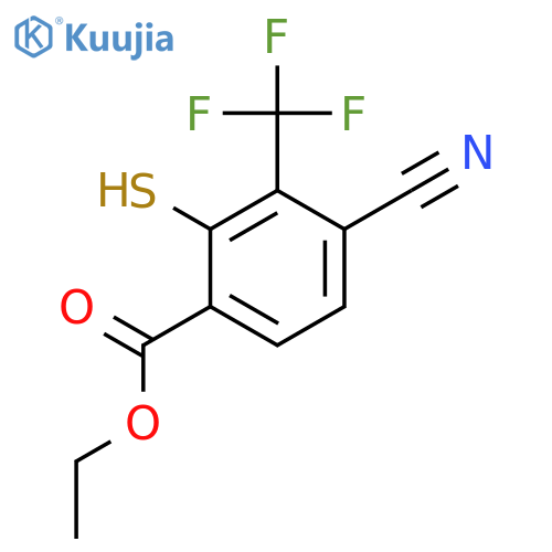 Ethyl 4-cyano-2-mercapto-3-(trifluoromethyl)benzoate structure