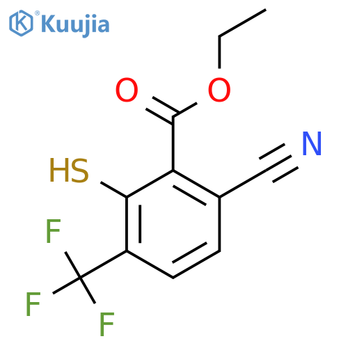 Ethyl 6-cyano-2-mercapto-3-(trifluoromethyl)benzoate structure