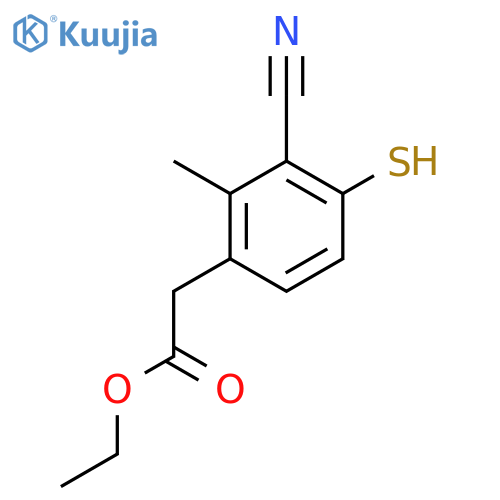 Ethyl 3-cyano-4-mercapto-2-methylphenylacetate structure