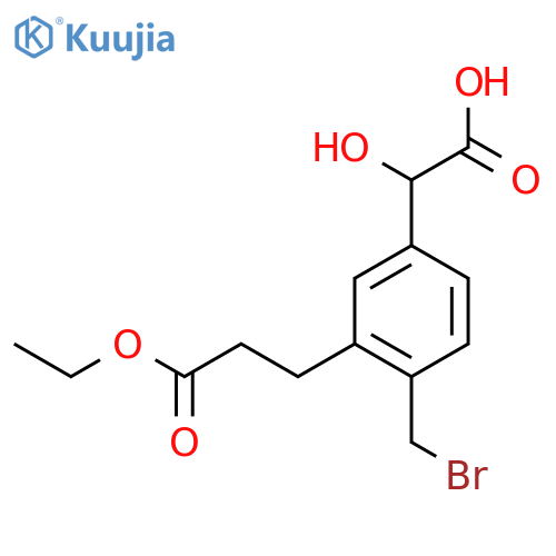 4-(Bromomethyl)-3-(3-ethoxy-3-oxopropyl)mandelic acid structure