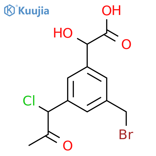 3-(Bromomethyl)-5-(1-chloro-2-oxopropyl)mandelic acid structure