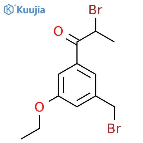 2-Bromo-1-(3-(bromomethyl)-5-ethoxyphenyl)propan-1-one structure