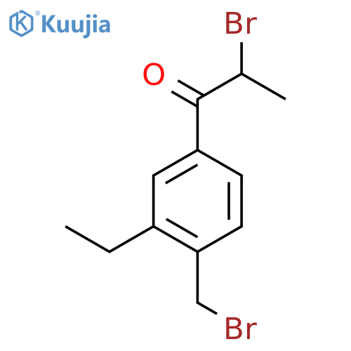 2-Bromo-1-(4-(bromomethyl)-3-ethylphenyl)propan-1-one structure