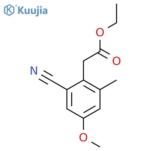 Ethyl 2-cyano-4-methoxy-6-methylphenylacetate structure