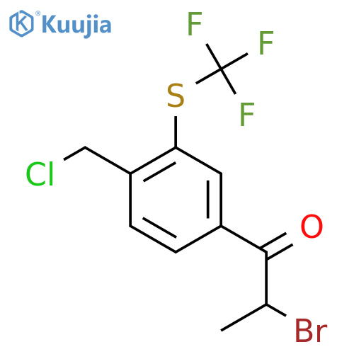 2-Bromo-1-(4-(chloromethyl)-3-(trifluoromethylthio)phenyl)propan-1-one structure