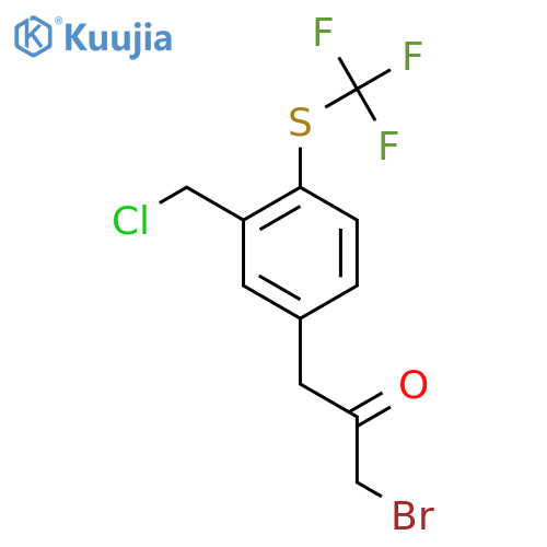 1-Bromo-3-(3-(chloromethyl)-4-(trifluoromethylthio)phenyl)propan-2-one structure