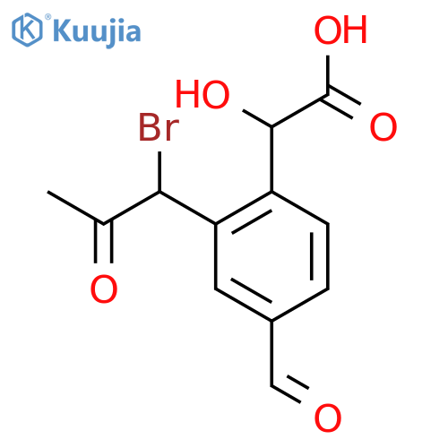 2-(1-Bromo-2-oxopropyl)-4-formylmandelic acid structure
