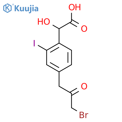 4-(3-Bromo-2-oxopropyl)-2-iodomandelic acid structure